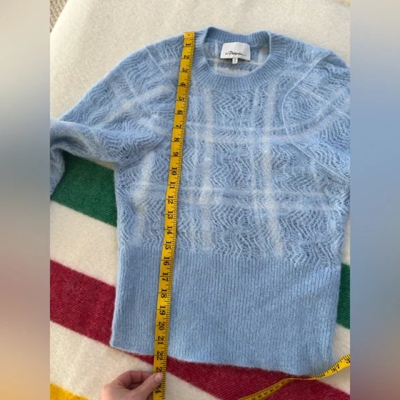 Phillip Lim Alpaca blend blue pointelle knit sweater xs-s - Picture 13 of 14